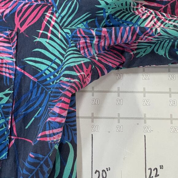 Zesties Romper Mens L Tropical Leaf Print Short Sleeve Blue Pink Green Summer - Picture 7 of 9